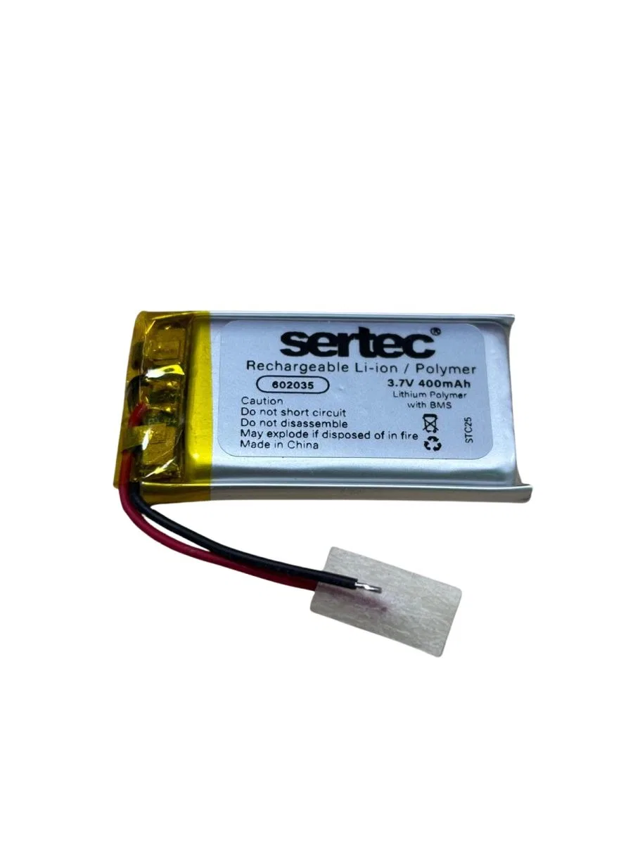 Sertec 602035 3. 7v 400mah Li-polymer Pil (devreli/1. 5a)