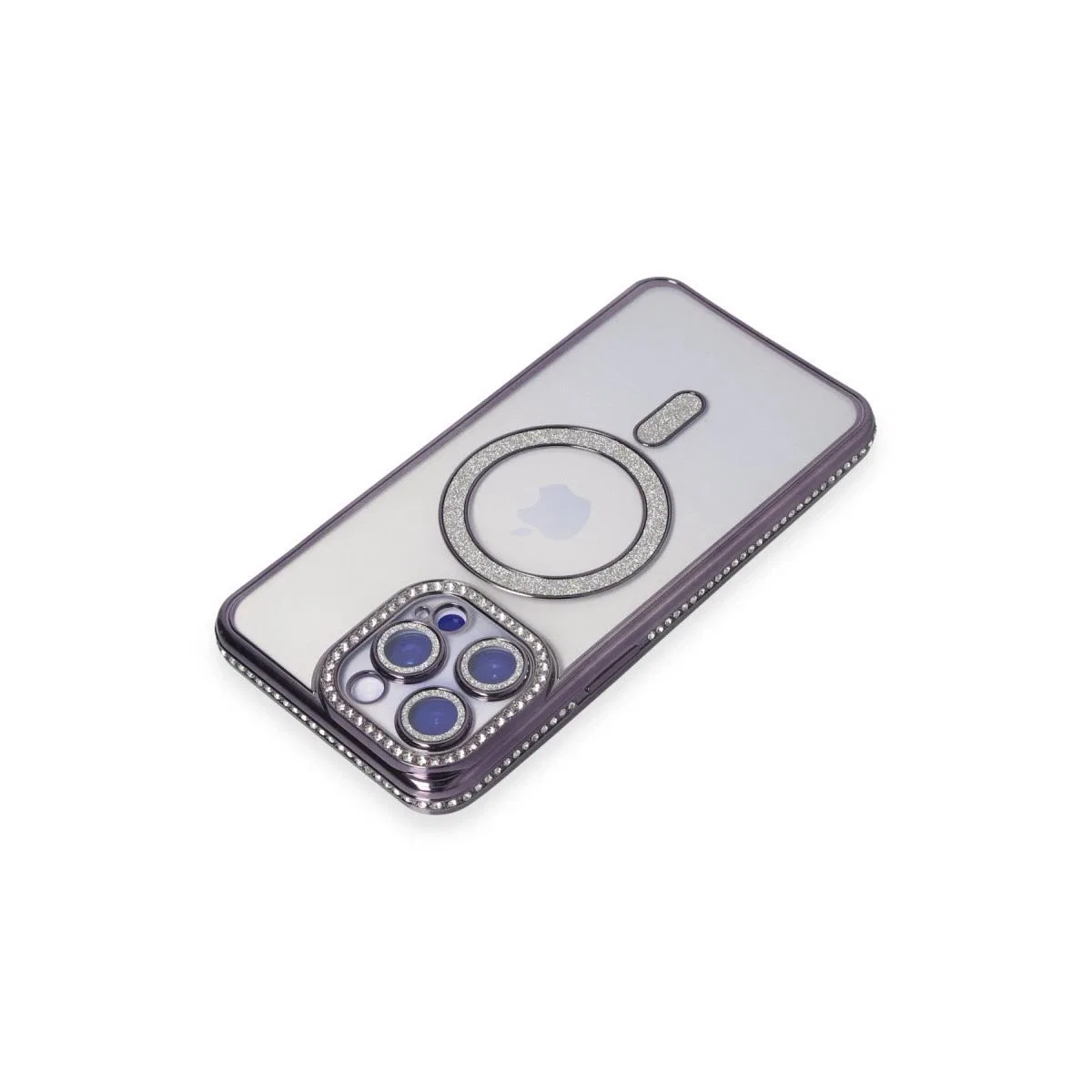 Apple İphone 15 Pro Kılıf Joke Simli Magneticsafe Kılıf - Derin Mor görsel 2