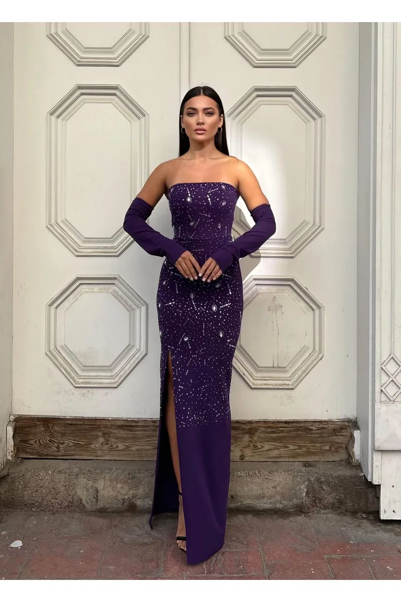 Kadın Şık Model Kolsuz Straplez Straplez Elbise görsel 5