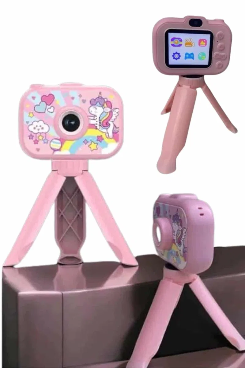 Çocuklara Özel Ayaklı Mini Fotoğraf Makinesi Dijital LCD Ekran görsel 3