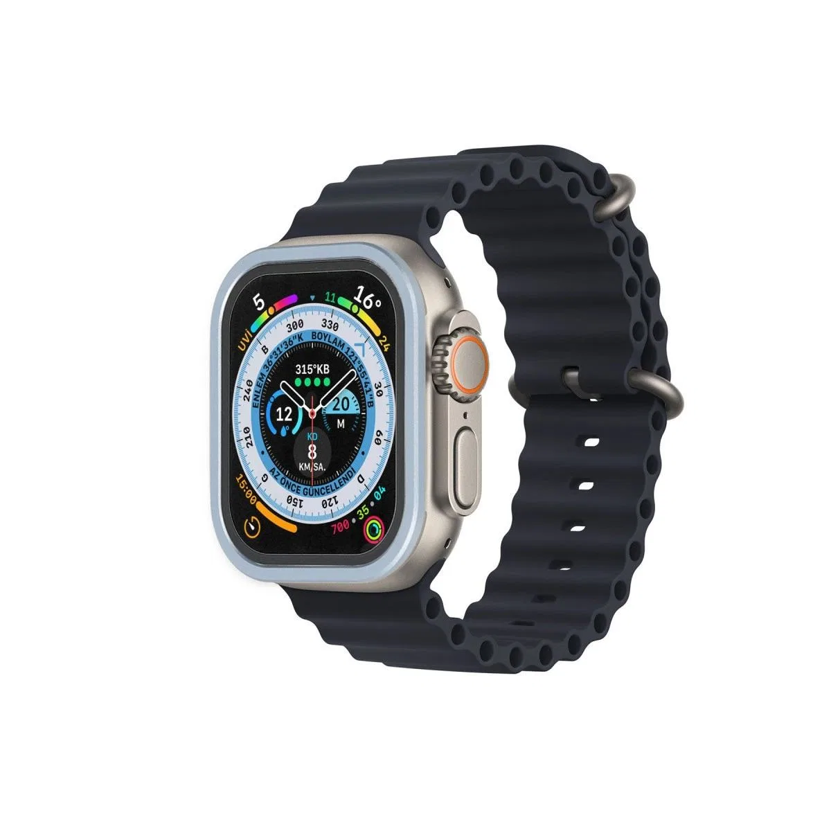 Apple Watch Ultra 49mm Alüminyum Kasa Cam Ekran Koruyucu - Mavi görsel 2