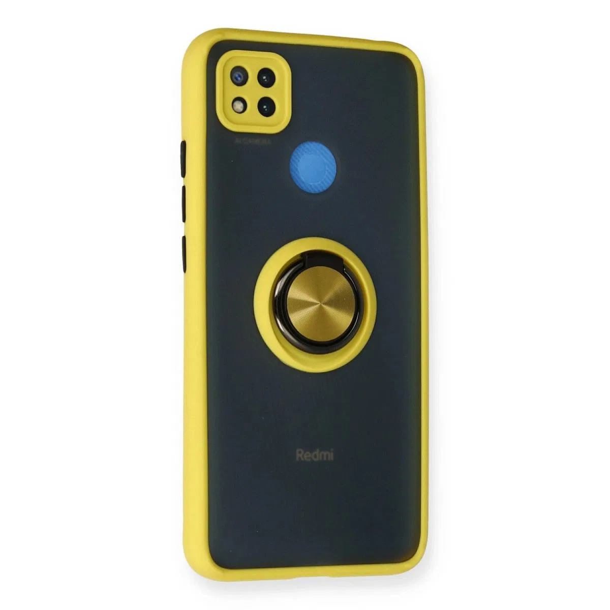 Xiaomi Redmi 9c Kılıf Montreal Yüzüklü Silikon Kapak - Sarı görsel 2