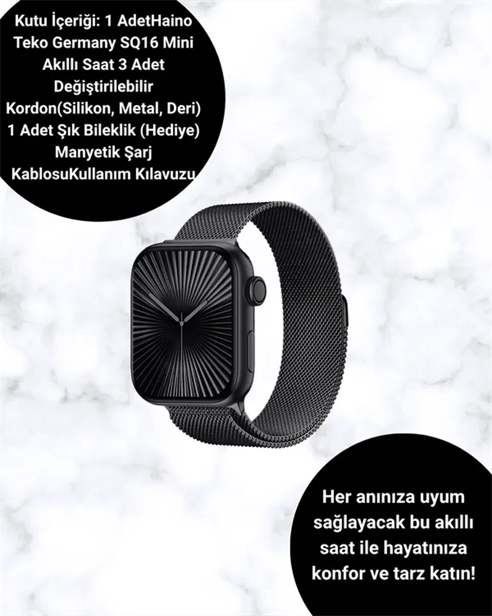 Mini Series 10 Akıllı Saat | 3 Kordon + Bileklik Hediyeli, Tüm Telefonlarla Uyumlu