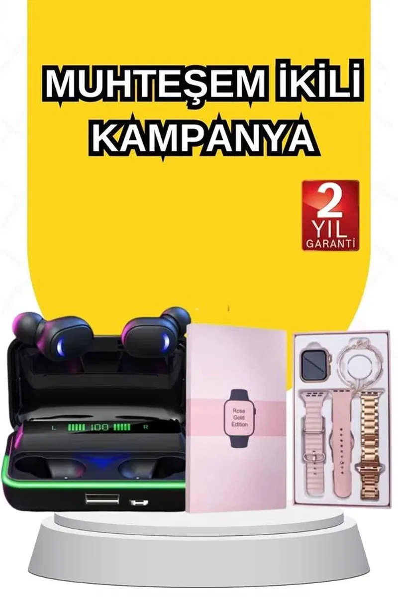 Kadınlara Özel Bileklik Hediyeli Akıllı Saat ve Dijital Göstergeli ANC Özellikli Bluetooth Kulaklık görsel 2