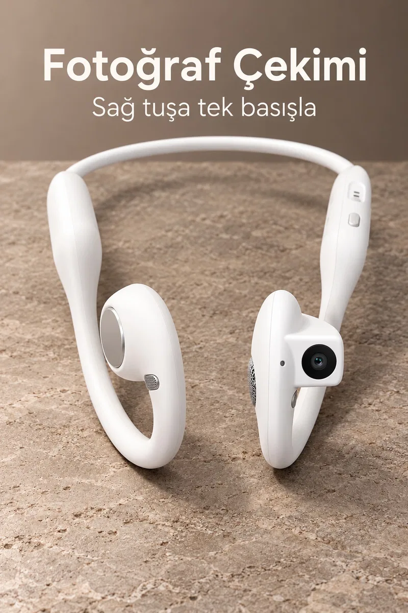 Fotoğraf Çekebilen Bluetooth Kulaklık Mikrofonlu Açık Kulak Tasarım