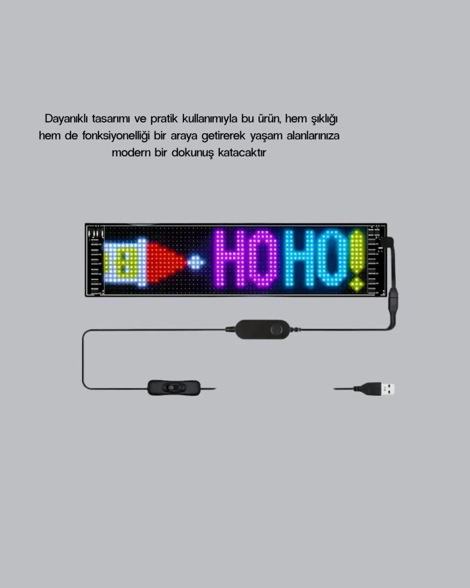 Rgb Led Panel – Mobil Uyumlu, Yazı Ve Gıf Destekli, Usb Bağlantılı Dekoratif Ekran görsel 5