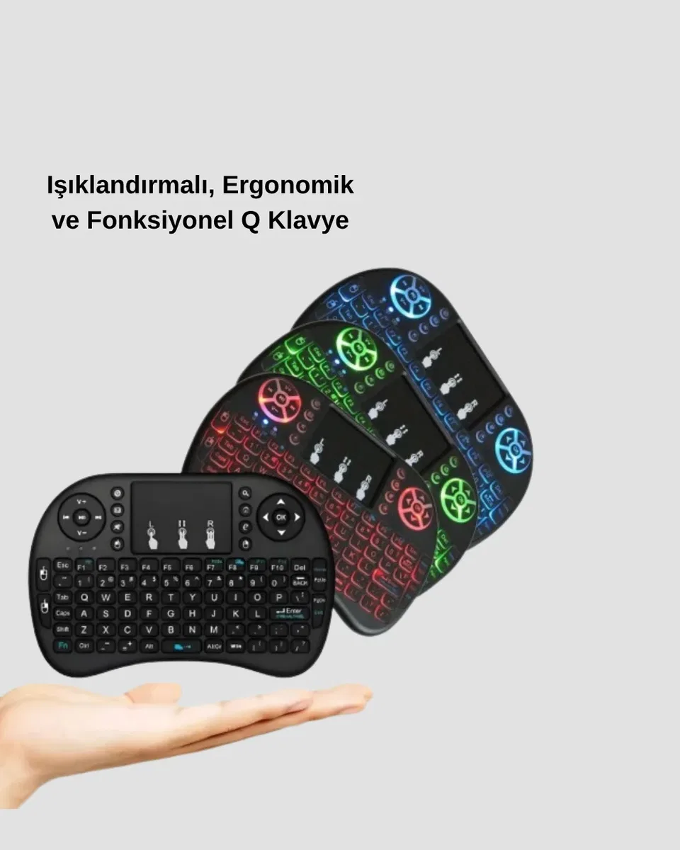 LED Işıklı Q Klavye – Touchpad, Numerik Tuş Takımı ve Multimedya Kısayolları görsel 5