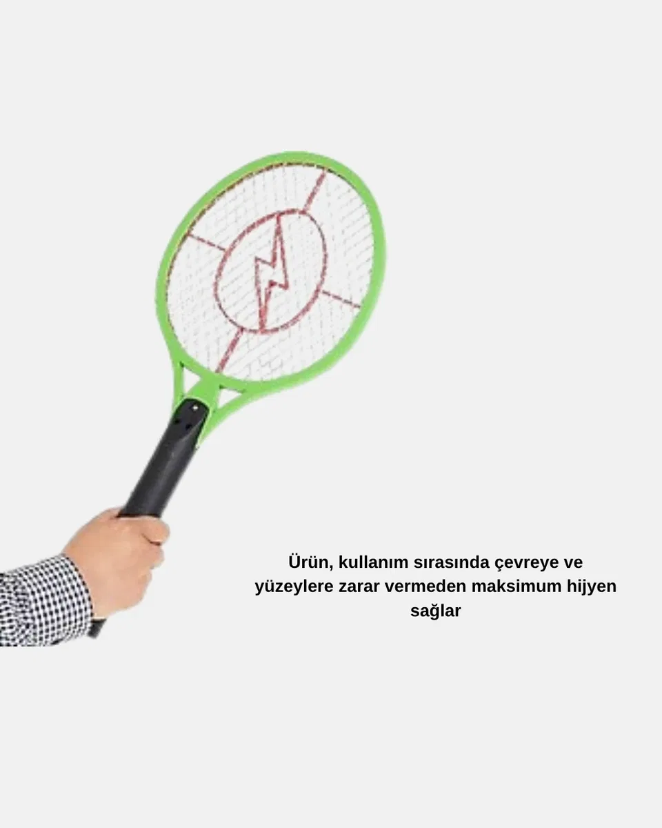 Yüksek Gerilimli Elektronik Sinek Raket – Sessiz, Kimyasız ve Güvenli Kullanım görsel 4