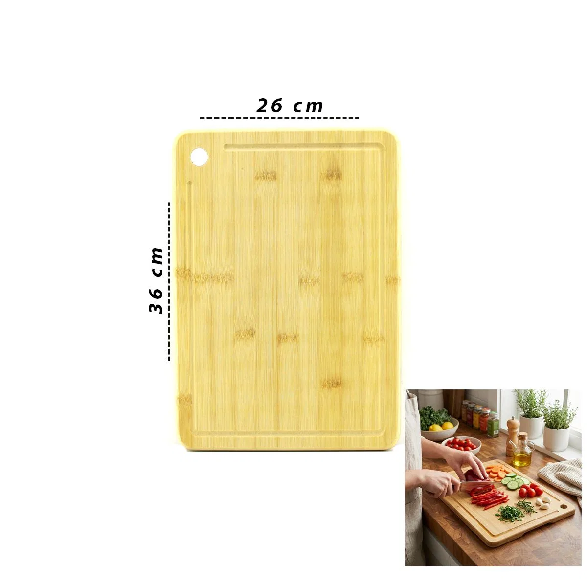 Bambu Kesme Tahtası 26x36x1. 8 cm görsel 2