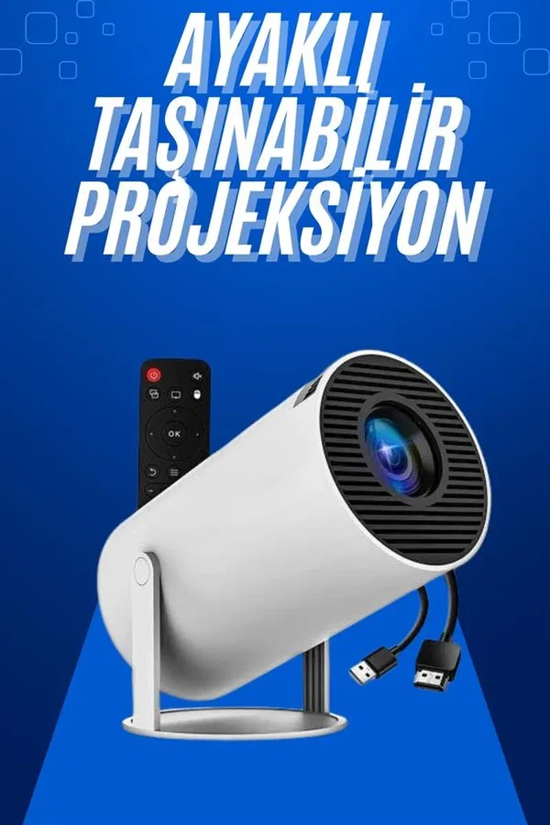 Taşınabilir Projeksiyon Ayaklı Projektör Android Uyumlu HDMI Girişli görsel 2