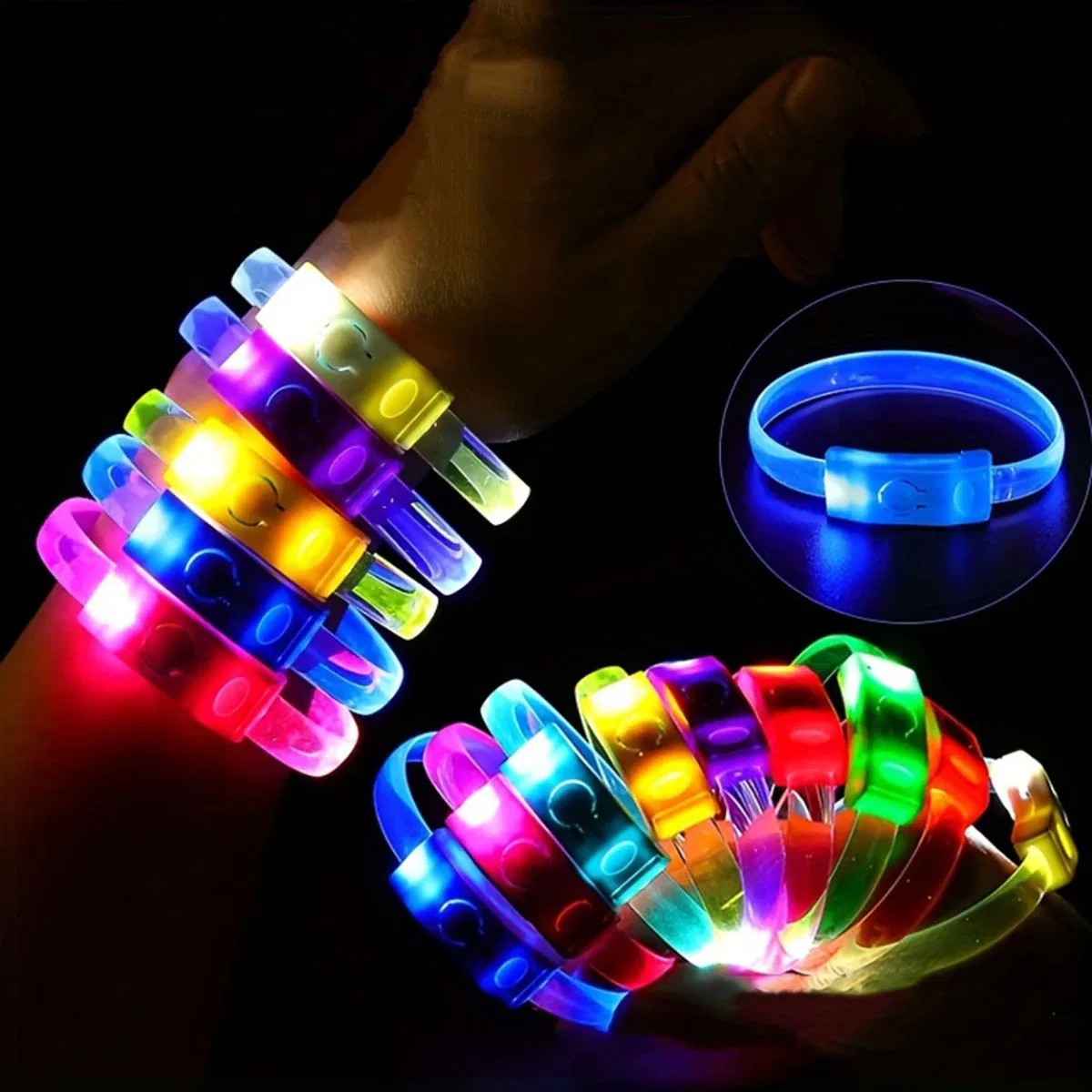 Festival Parti Led Bileklik Baskı Yapılabilir 3 Farklı Mod Işıklı 1 Adet görsel 2