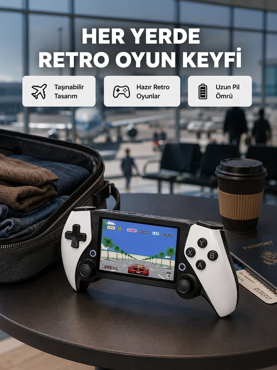 4. 3 İnç Ekranlı Retro Oyun Konsolu – 64 GB Hafızalı, Şarjlı ve Multimedya Destekli