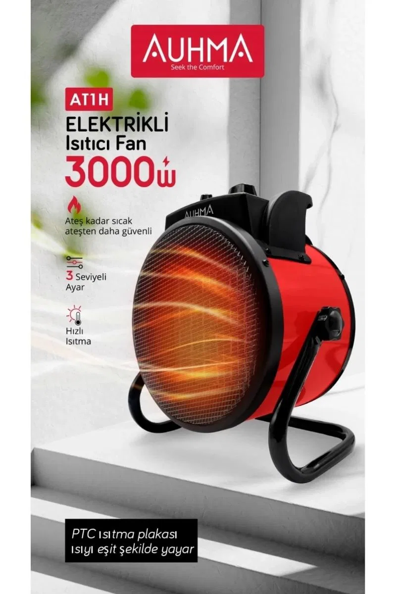 Ultra Güçlü 3000 Watt Taşınabilir Elektrikli Portatif Isıtıcı Soba Sıcak Hava Üfleyen Fan Radyatör görsel 3