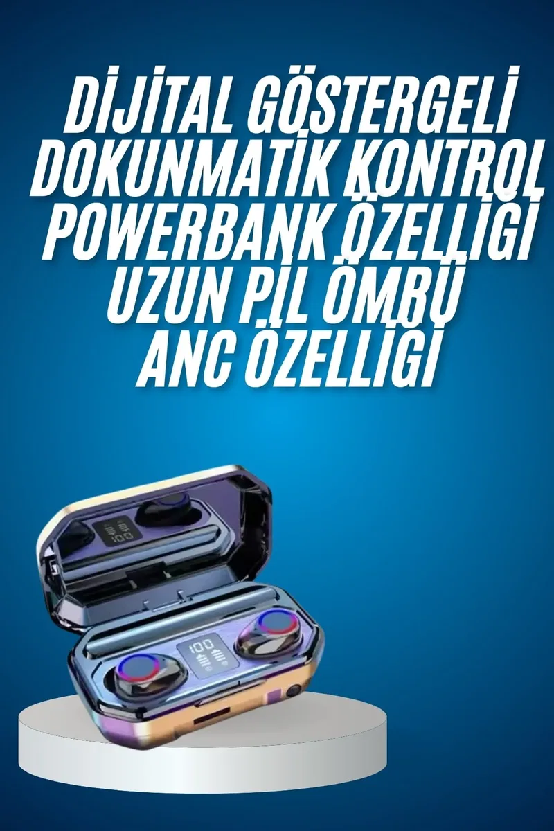 Yeni Nesil Bluetooth Kulaklık Uzun Pil Ömrü El Fenerli Dijital Şarj Göstergeli görsel 2