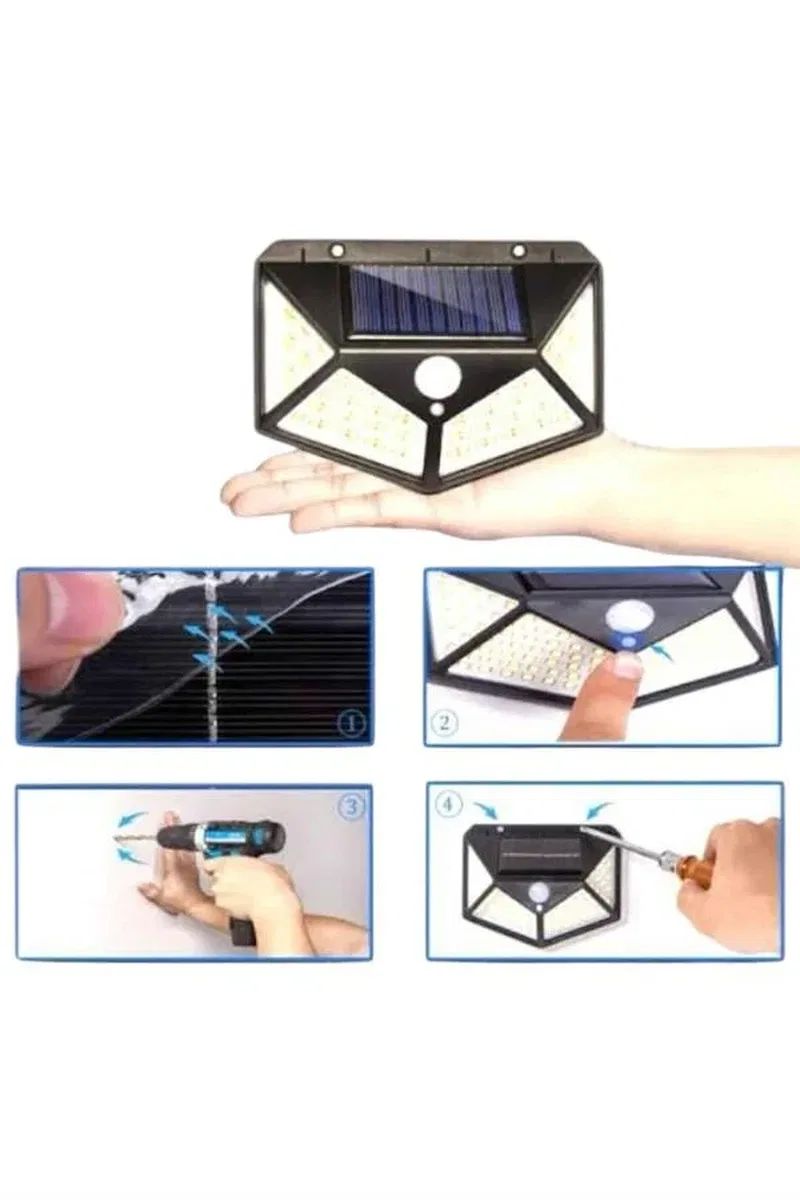 Solar Sensörlü Duvar Lambası Bahçe Lambası Parlak Beyaz Işık Suya Dayanıklı görsel 5