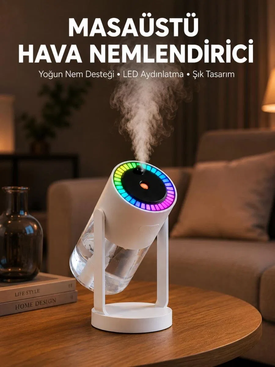 Araç Ve Ev İçin Hava Nemlendirici Projektörlü Sessiz Buhar Yeni Nesil