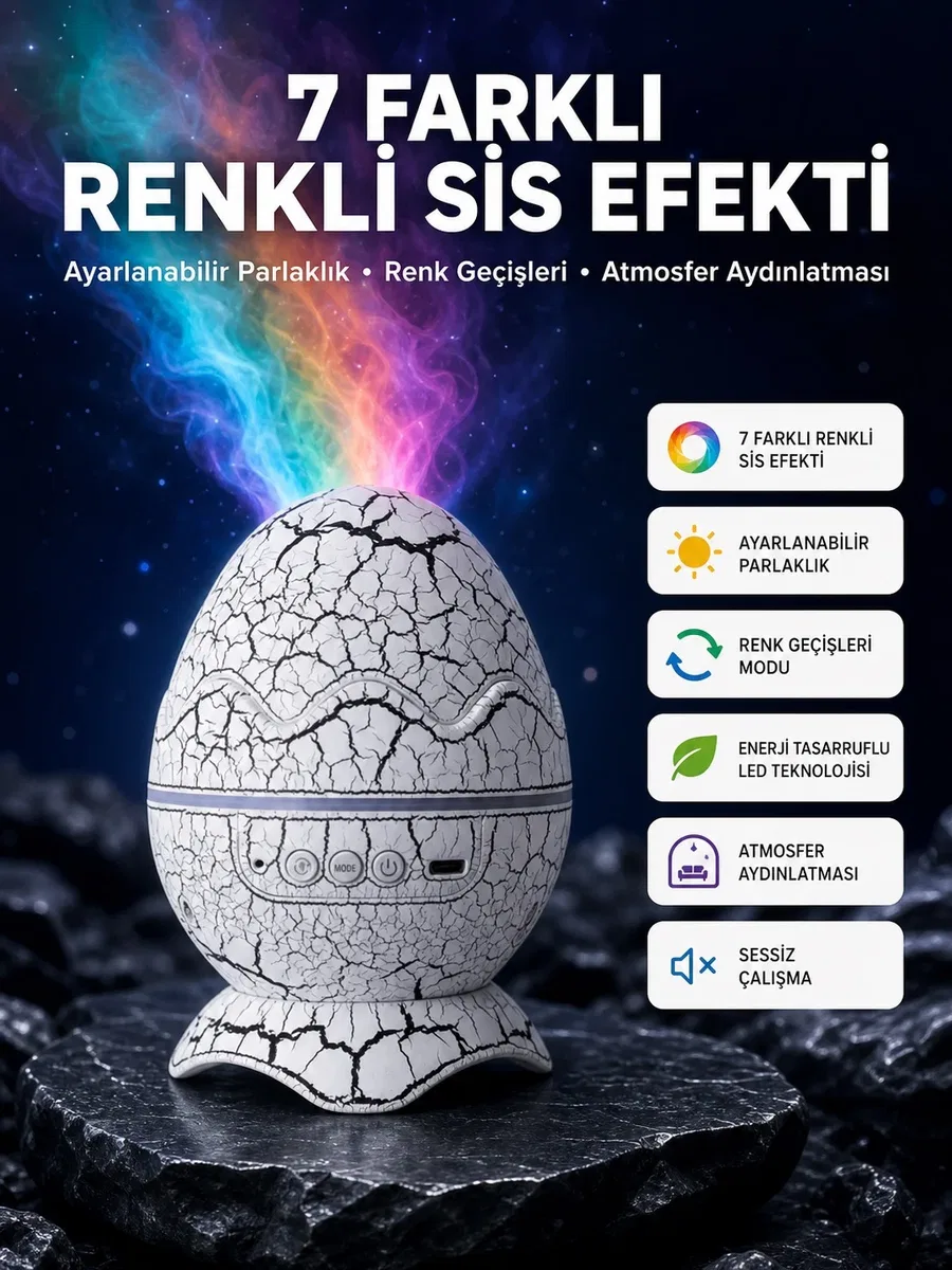 Bluetooth Hoparlör Özellikli 7 Renkli Gece Aydınlatması