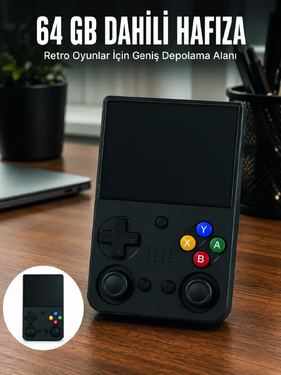 aşınabilir Retro El Oyun Konsolu 64GB Hafızalı IPS Ekranlı Oyun Cihazı