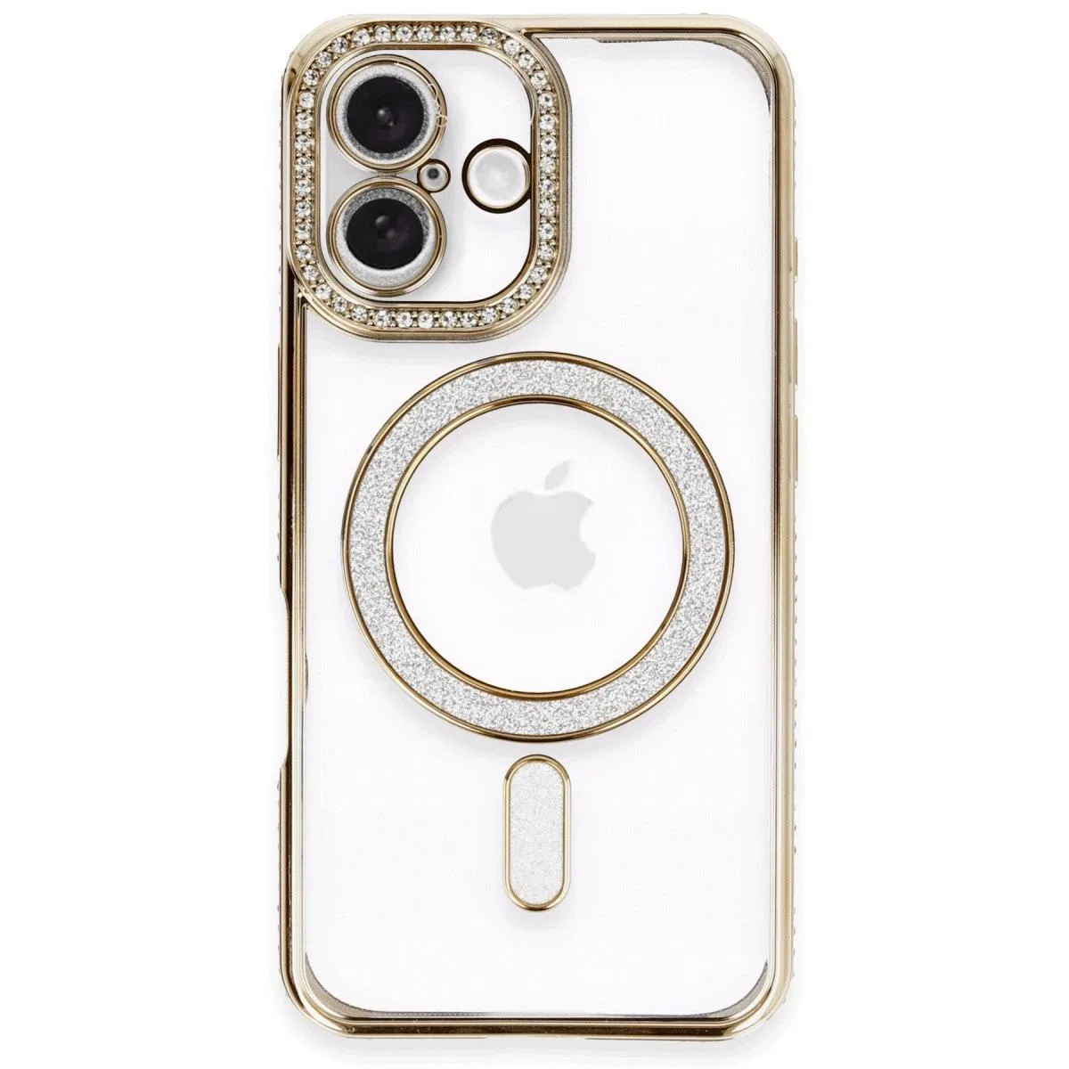 Apple İphone 16 Kılıf Joke Simli Magneticsafe Kılıf - Gold görsel 2