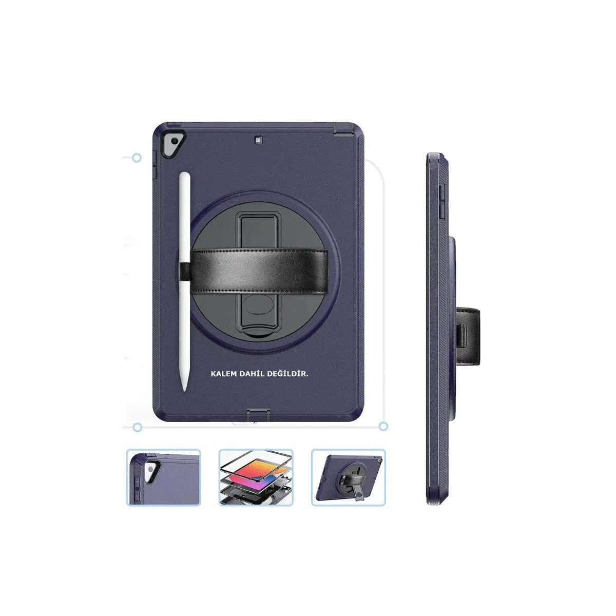 Apple İpad 10. 2 (7. nesil) Kılıf Hand Strap Tablet Kılıfı - Lacivert görsel 2