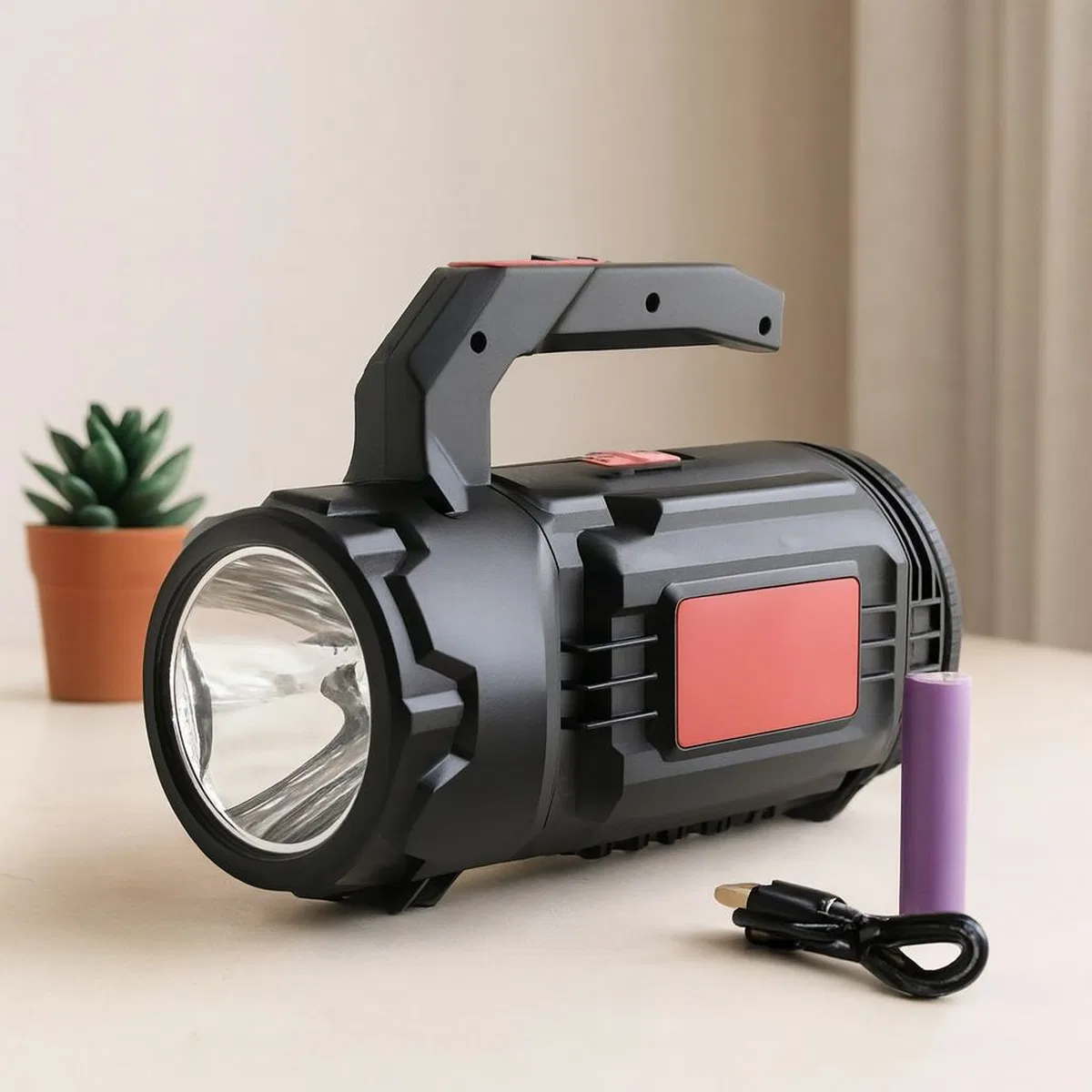 2in1 LED+COB Şarjlı El Feneri ve Projektör - USB/Type-C/Pil, 19 Parça Tamir Seti görsel 2