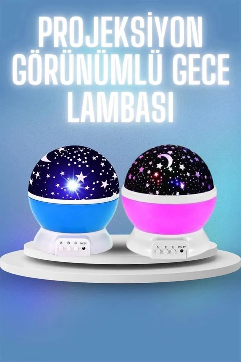 Renkli Yıldızlı Gökyüzü Projeksiyon Gece Lambası Pilli Ve Usb Kablolu görsel 2