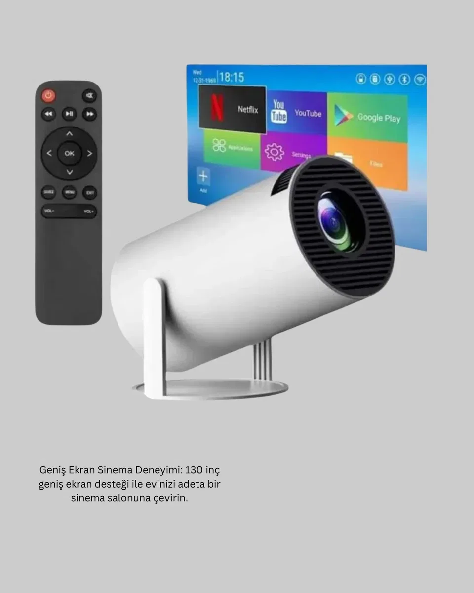 Full HD 4K Destekli Akıllı Projeksiyon – 130 inç Ekran, Uzun Ömürlü Ampul ve Çoklu Giriş görsel 5