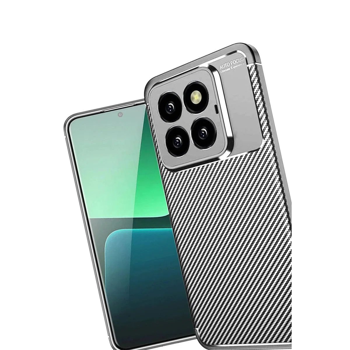 Xiaomi Mi 14t Pro Kılıf Auto Focus Karbon Kapak - Gri görsel 3
