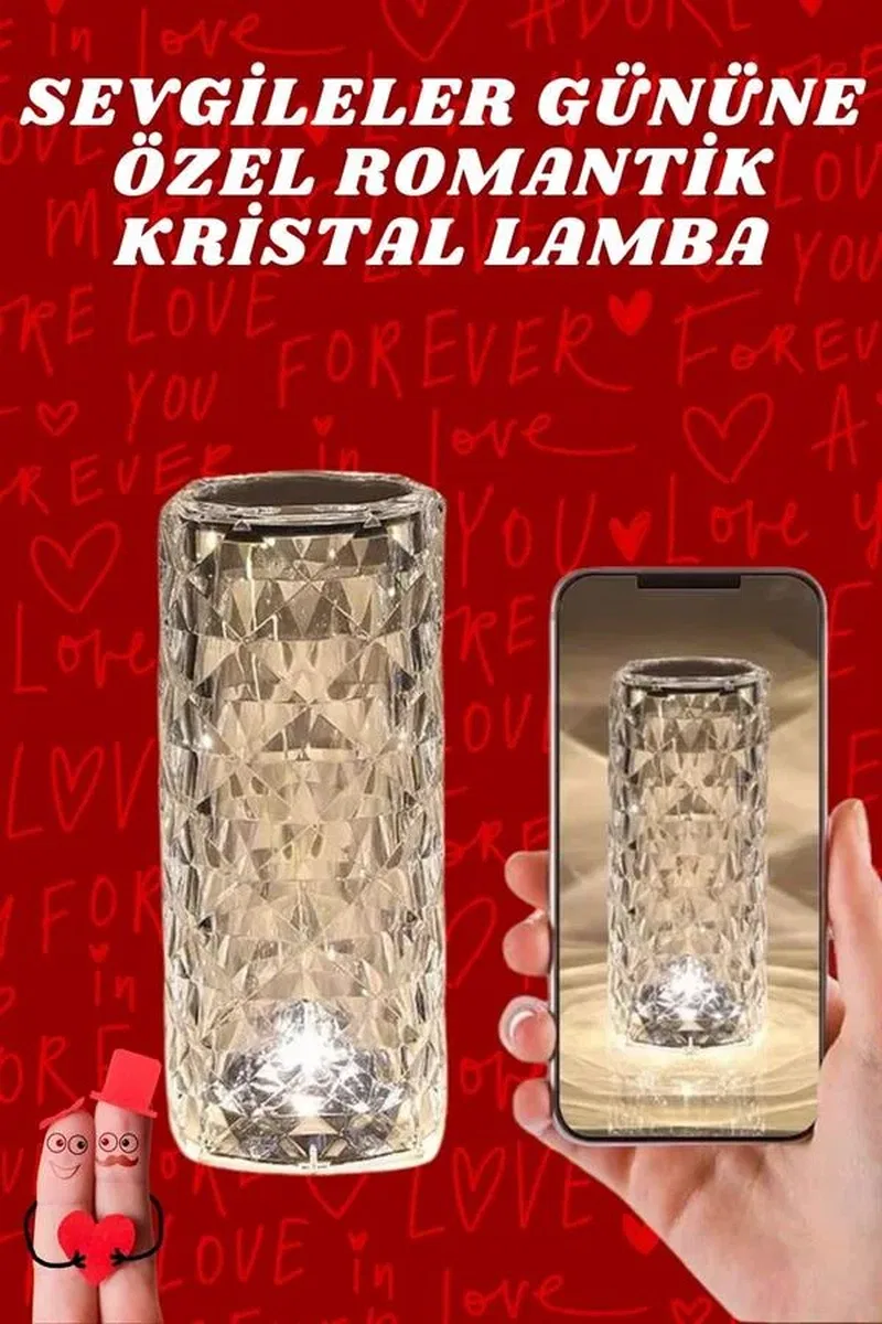 Sevgililer Günü İçin Hediye Kristal Lamba Sevgiliye Hediye USB Şarjlı Gece Lambası görsel 2