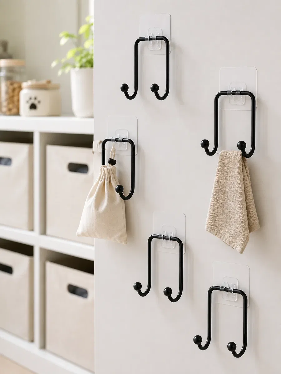 5'li Yapışkanlı Askı Seti Mutfak Banyo ve Ev İçin Çok Amaçlı Askılık görsel 4