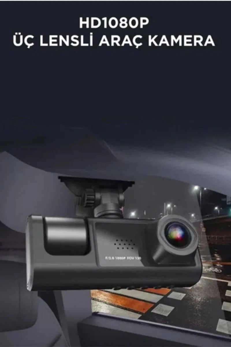 Araç İçi 1080p 3 Kameralı Lcd Ekranlı Gece Görüşlü, G-sensör, Geri Görüş Kamera görsel 3