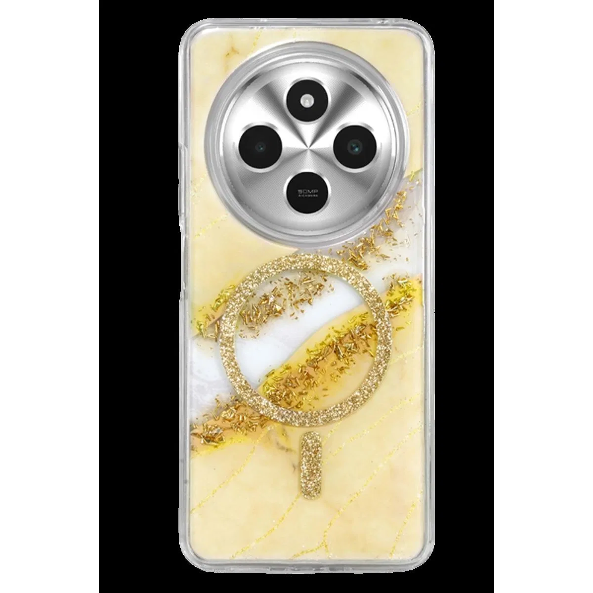 Onegif Xiaomi Redmi 14c Lotus Simli Magsafe Kapak - Gümüş görsel 3