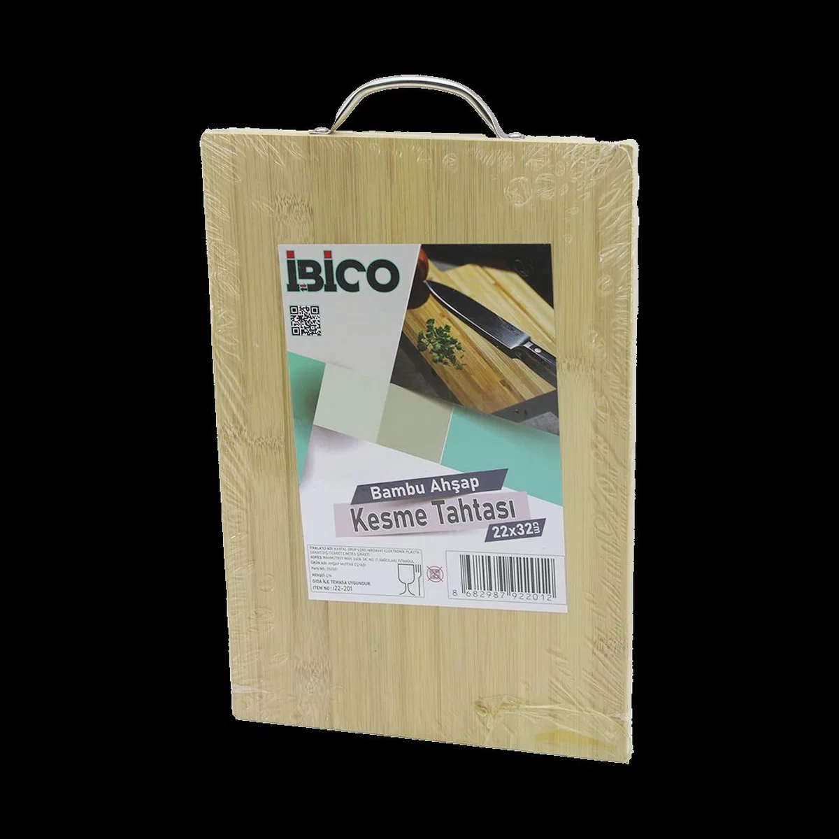 Bambu Ahşap Kesme Tahtası 22x32x1. 7 cm (Metal Kulplu) görsel 2