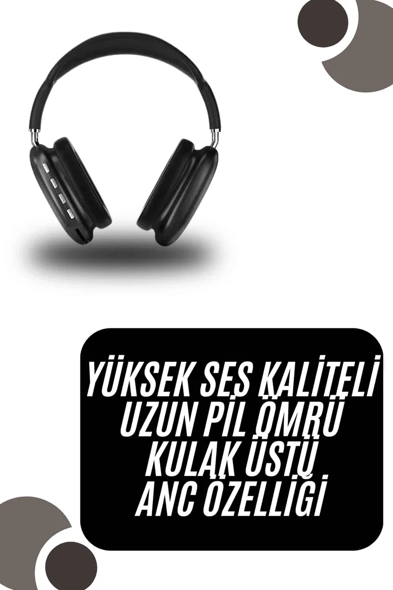 Kulak Üstü Kablosuz Bluetooth Kulaklık Yumuşak Süngerli SD Kart Girişli görsel 2