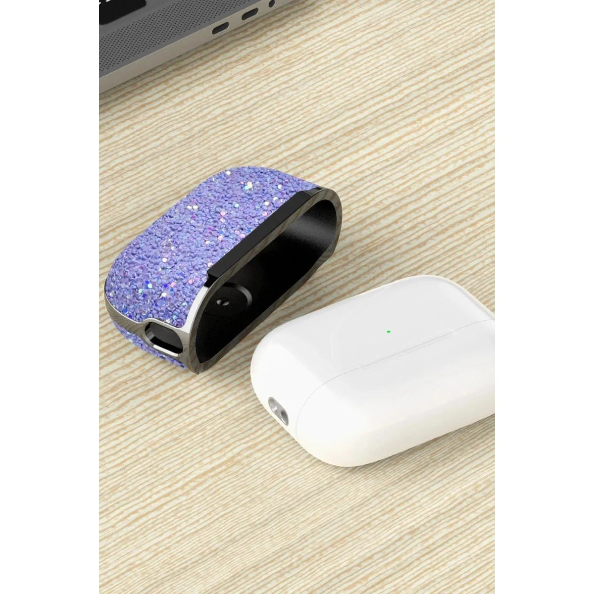 Onegif Apple Airpods 3 (3. nesil) Bright Simli Airpods Kapak - Gold görsel 5