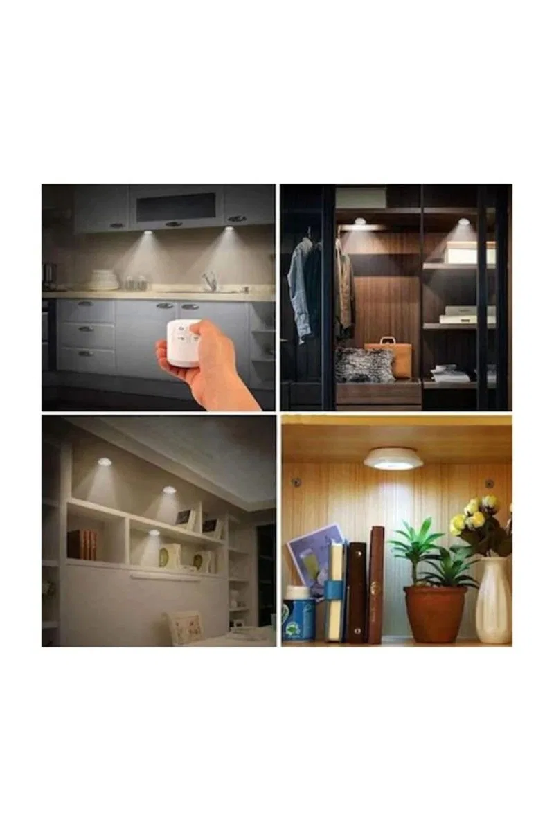 Uzaktan Kumandalı 3 Lü Spot Led Lamba Kablosuz Pilli Işıldak görsel 3