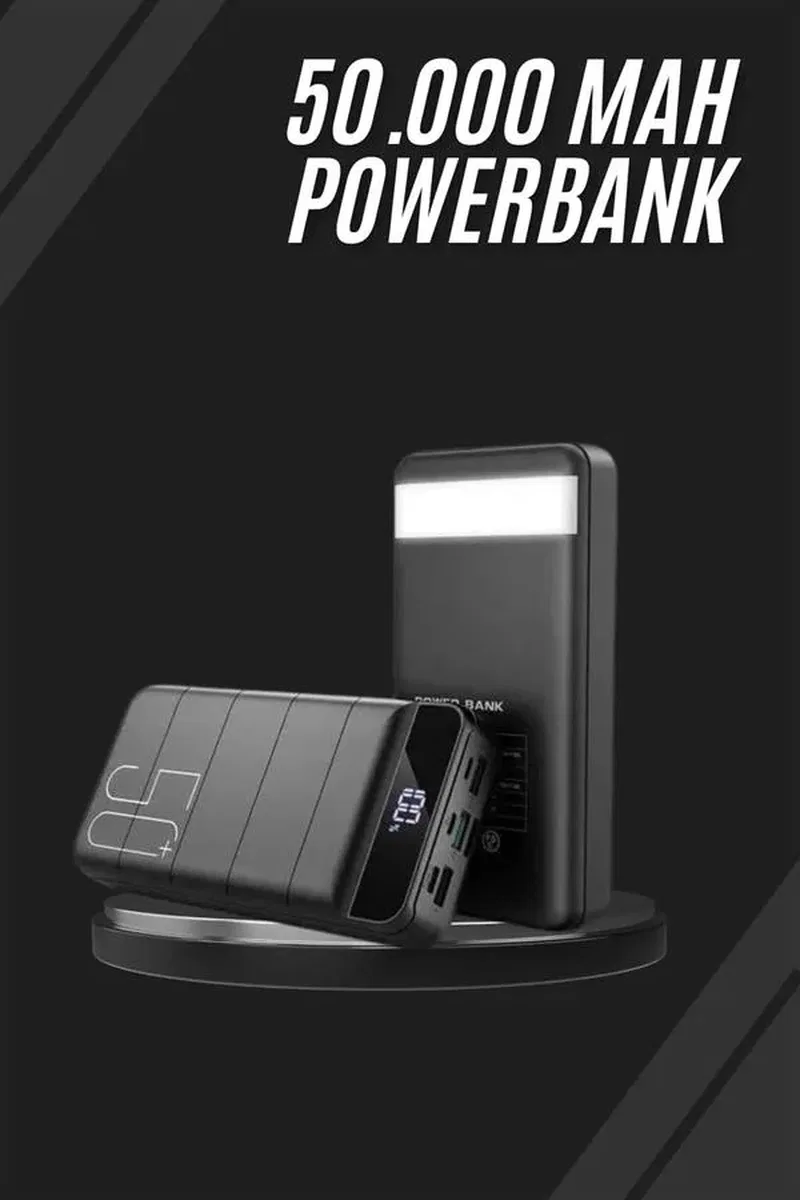 Taşınabilir Powerbank 50. 000 mAh 4 Girişli Hızlı Şarj Led Göstergeli Fenerli Şarj görsel 2