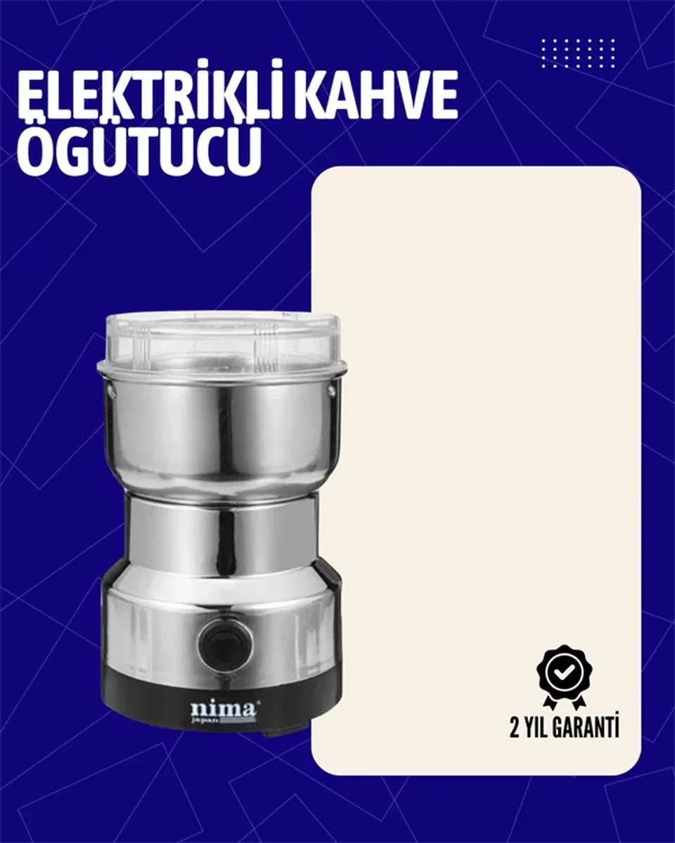 Elektrikli Sessiz Kahve Öğütücü | Çok Fonksiyonlu, 200W, AB Fişli, Kolay Temizlenir