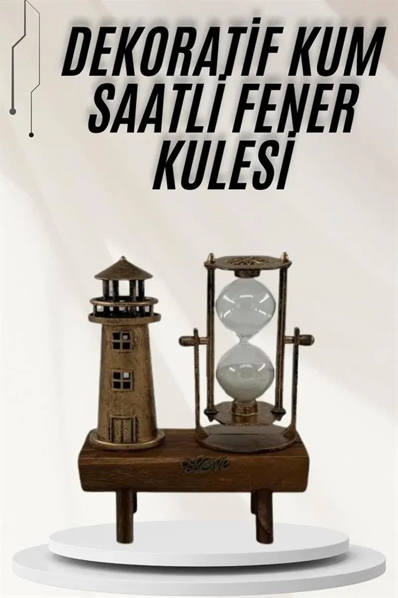 Hediyelik Eşya Retro Ahşap Deniz Feneri Kum Saati Biblo görsel 2