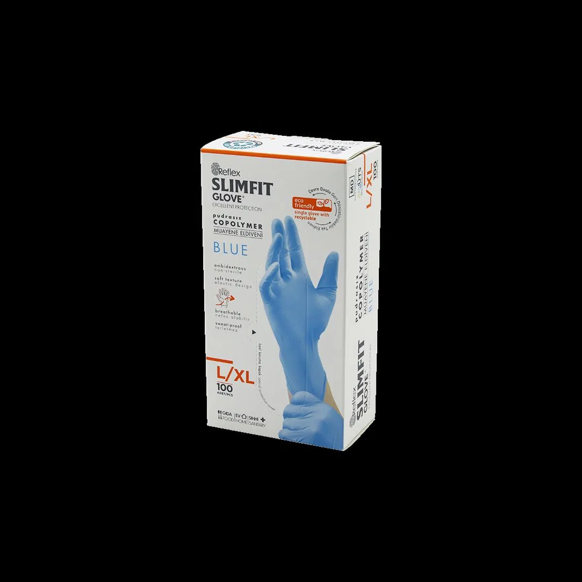 Pudrasız Muayene Eldiveni Mavi L/XL 100'lü görsel 2