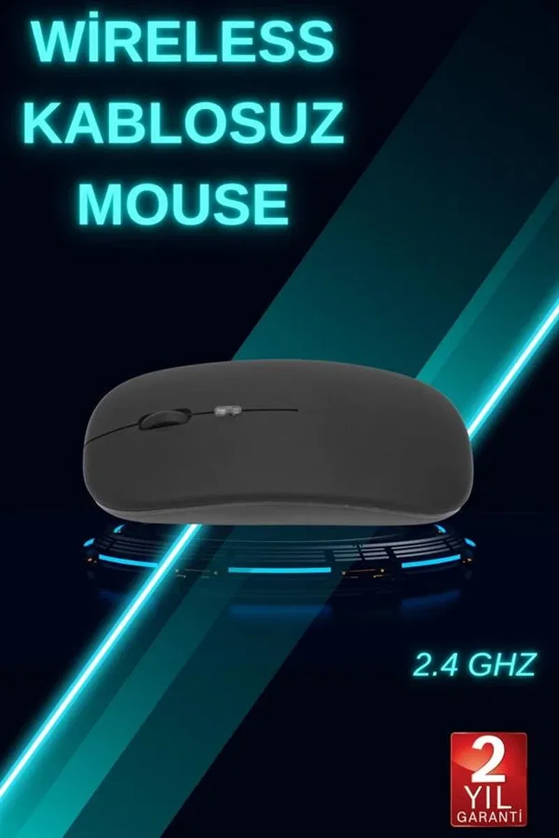 Siyah Wireless Kablosuz Sessiz Mouse Bluetooth Bağlantılı görsel 2