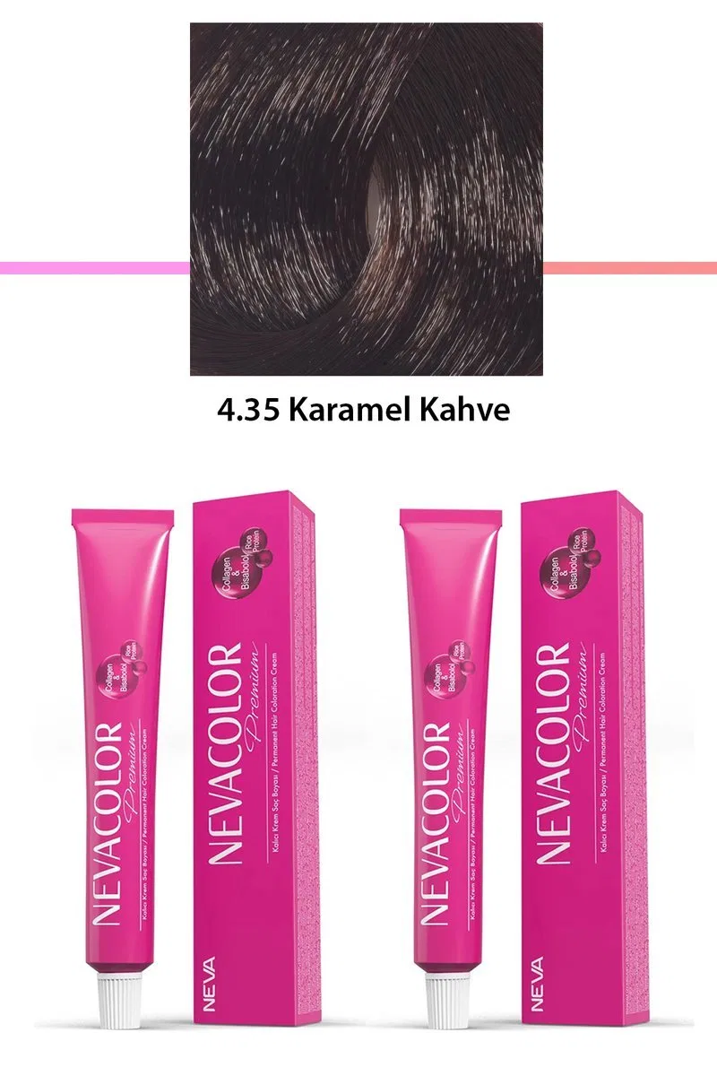 2 li Set Premium 4. 35 Karamel Kahve - Kalıcı Krem Saç Boyası 2 X 50 g Tüp