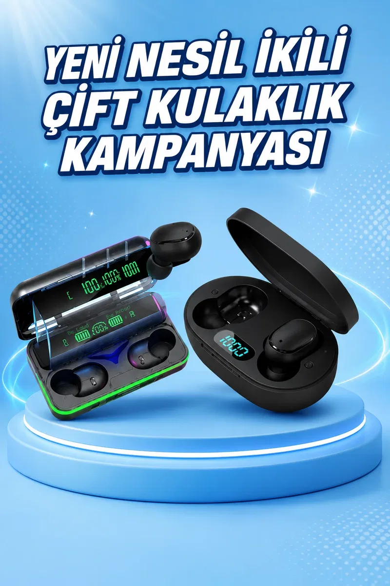 İkili Bluetooth Kulaklık Dijital Göstergeli Uzun Pil Ömrü Yüksek Ses Kaliteli