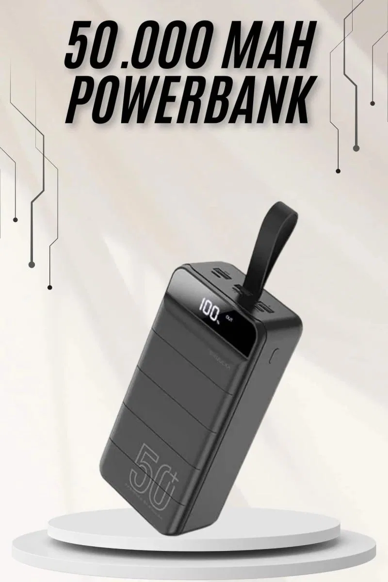 Powerbank Çoklu Şarj Girişi 50. 000 Mah Taşınabilir Dijital Göstergeli