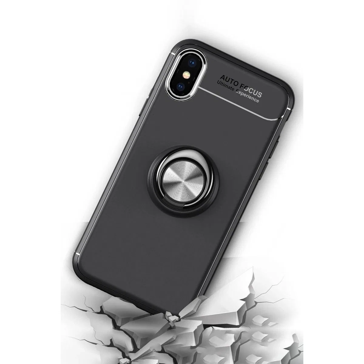 Apple İphone Xs Max Kılıf Range Yüzüklü Silikon - Siyah-gold görsel 8