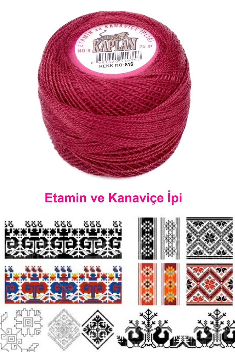 Kaplan Etamin Ve Kanaviçe İpi 8 No Kod/Renk: 816 - Royaleks görsel 2