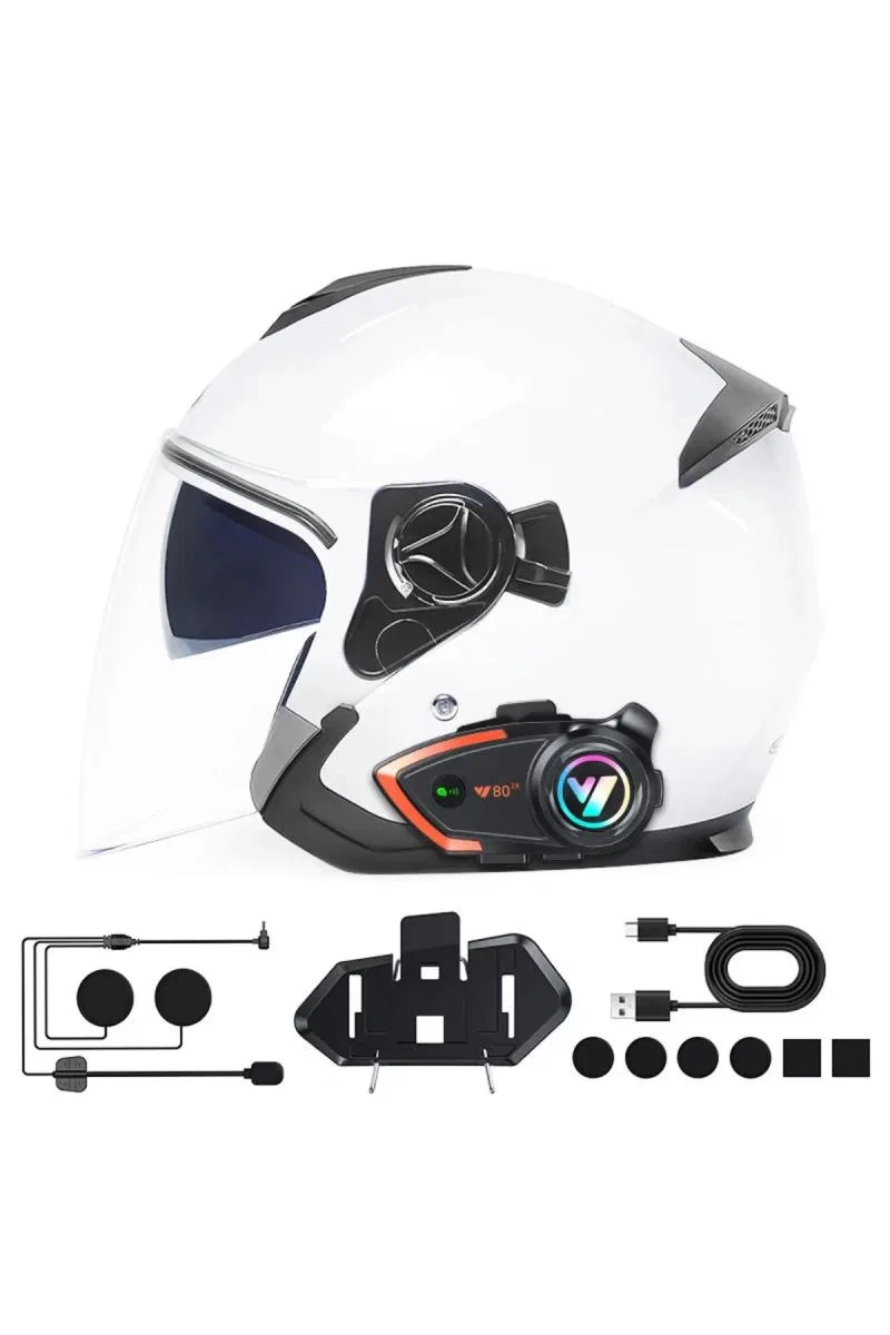 Yeni Model Y80-2x Motosiklet İntercom 2 Kişilik Bağlantı Rgb Işıklı Bluetooth Kulaklık Seti görsel 3