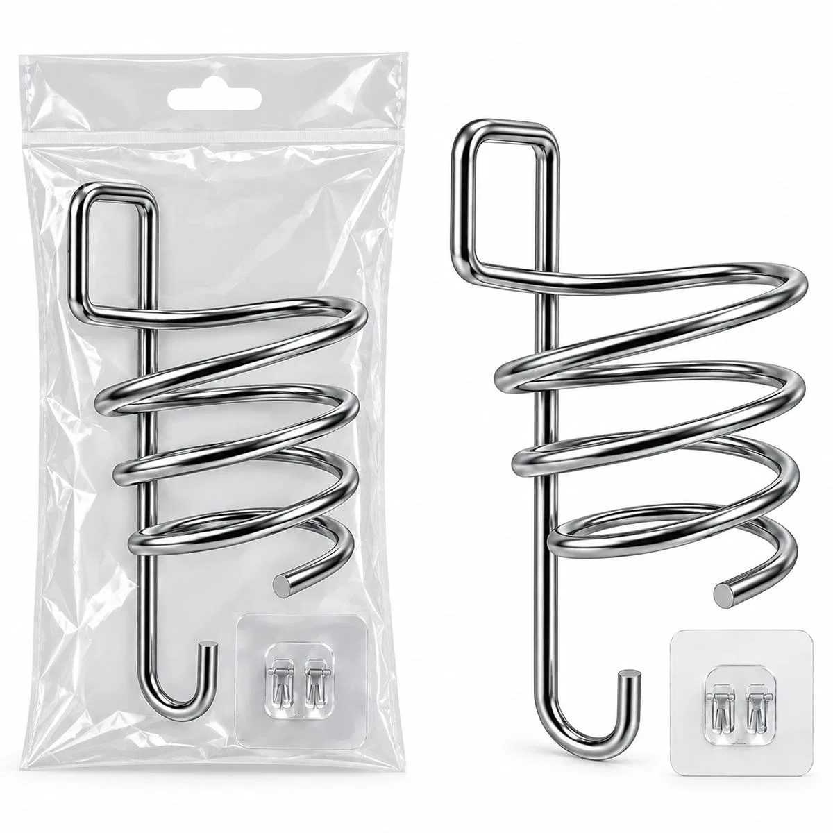 Krom Metal Fön Makinesi Askısı Yapışkanlı