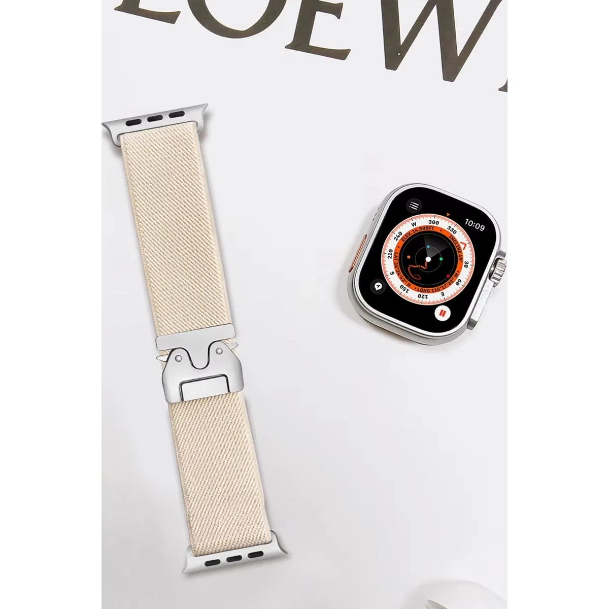 Apple Watch 42mm Forest Kumaş Kordon - Krem görsel 2
