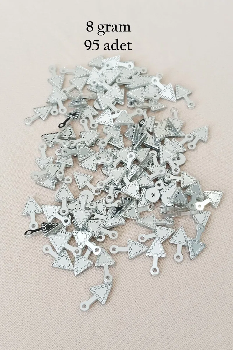 Oya Abiye Bileklik Kolye Pleksi Metalik Plastik Pul Gümüş Renk 8 gram 95 adet - BNC505